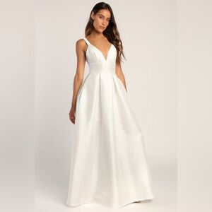 LULU’s Maniju M Ready for Romance Ivory Sleeveless Maxi Wedding Dress